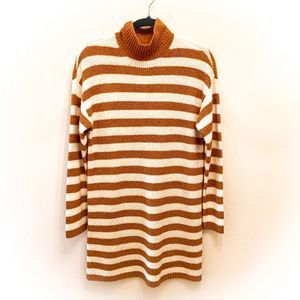 NWT AE cream & brown gold striped sweater dress